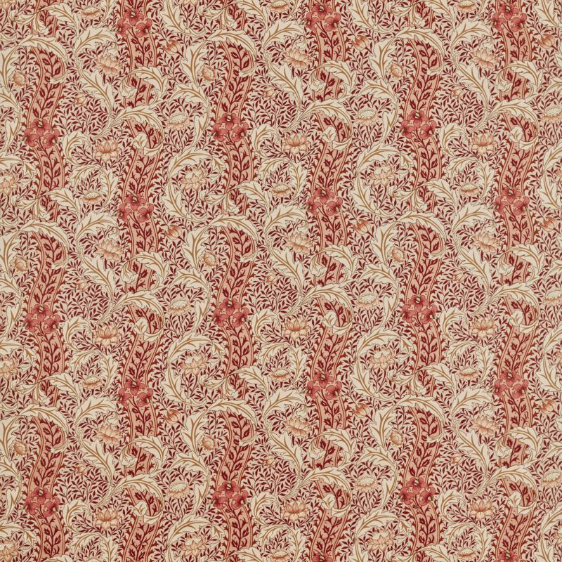 Wild Tulip & Vine Fabric - Linen/Plum - Morris & Co - 227377 - Morris Wallpaper