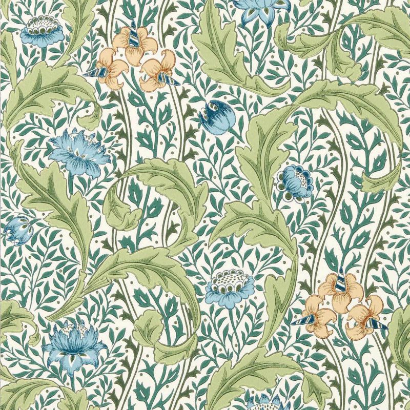Wild Tulip & Vine Wallpaper - Nettle/Woad - Morris & Co - 217577 - Morris Wallpaper