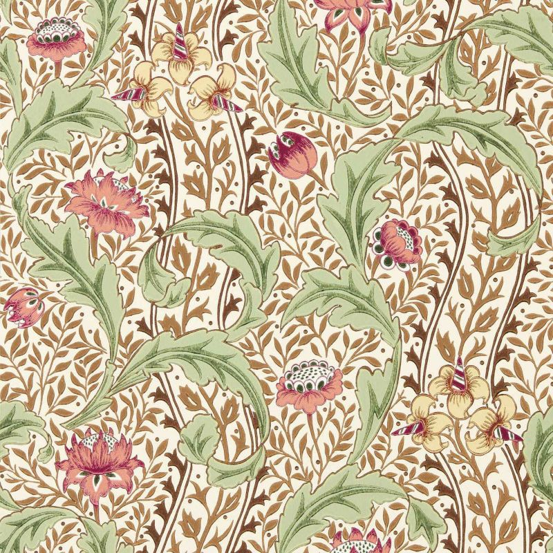 Wild Tulip & Vine Wallpaper - Rose/Linen - Morris & Co - 217579 - Morris Wallpaper