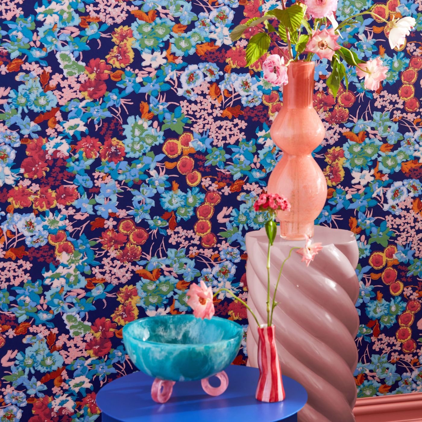 Wildflower Meadow Wallpaper - Lapis/Carnelian/Aquamarine - Harlequin - HSRW113050 - Morris Wallpaper