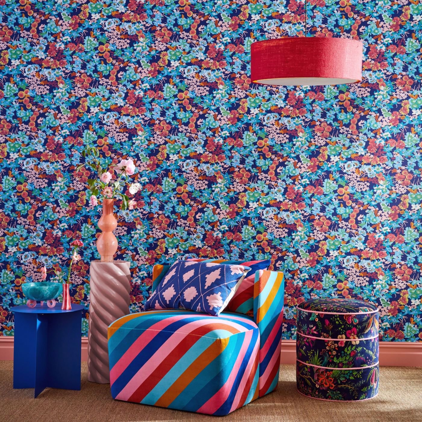 Wildflower Meadow Wallpaper - Lapis/Carnelian/Aquamarine - Harlequin - HSRW113050 - Morris Wallpaper