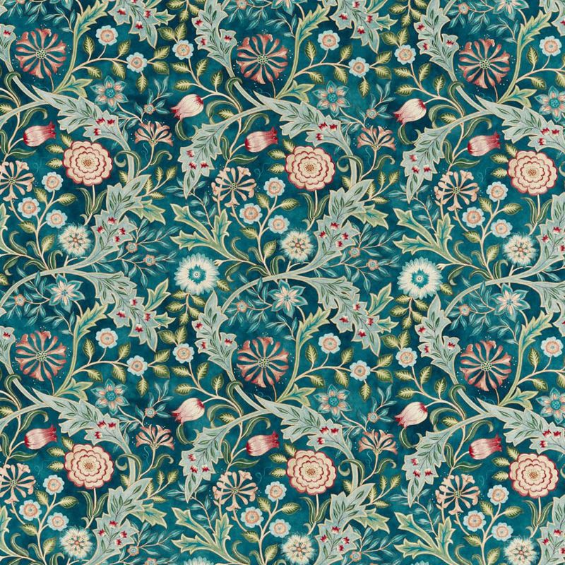 Wilhelmina Fabric - Teal - Morris & Co - 226604 - Premier Wallcovering