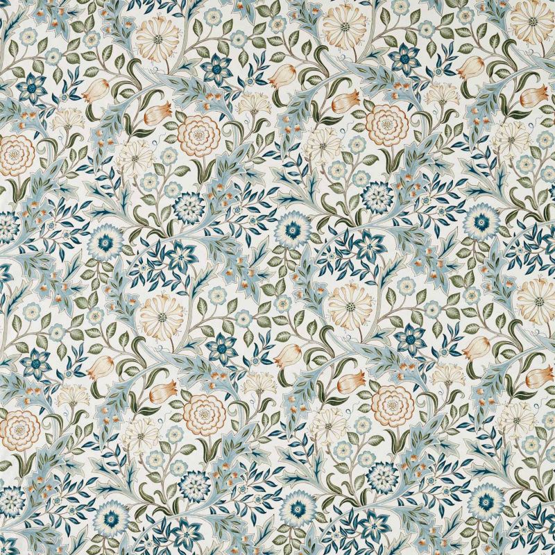 Wilhelmina Wide Width Fabric - Soft Blue/Peach - Morris & Co - 227293 - Premier Wallcovering