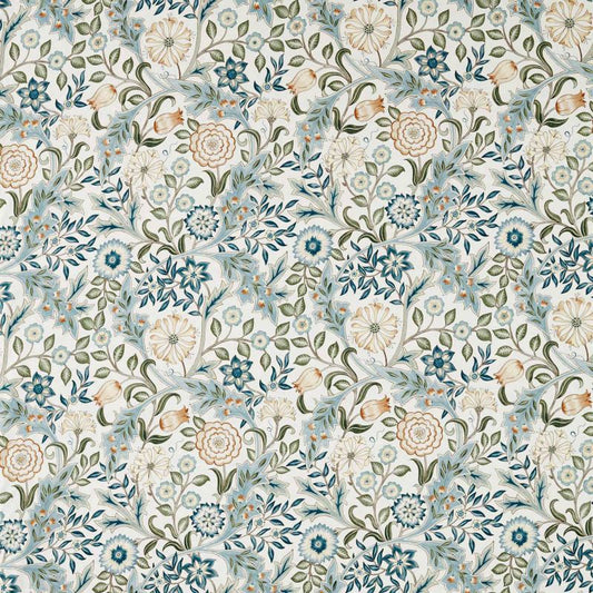 Wilhelmina Wide Width Fabric - Soft Blue/Peach - Morris & Co - 227293 - Premier Wallcovering