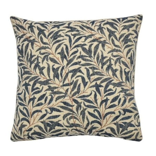 Willow Bough Blue Tapestry Cushion with Feather Filler - Hines - 1244M - Morris Wallpaper