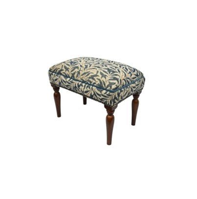 Willow Bough Blue Upholstered Stool - Hines of Oxford - AS1244 - Morris Wallpaper