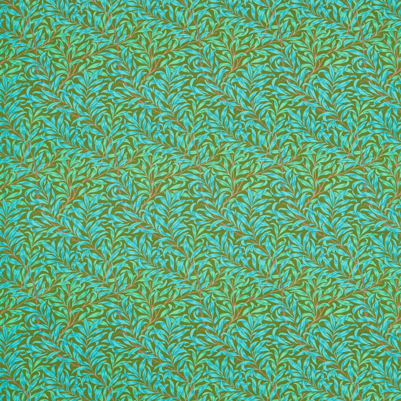 Willow Boughs Fabric - Olive/Turquoise - Morris & Co - 226841 - Premier Wallcovering