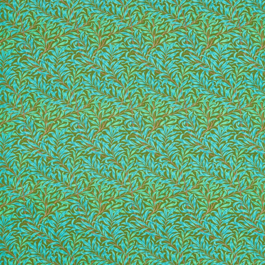 Willow Boughs Fabric - Olive/Turquoise - Morris & Co - 226841 - Premier Wallcovering