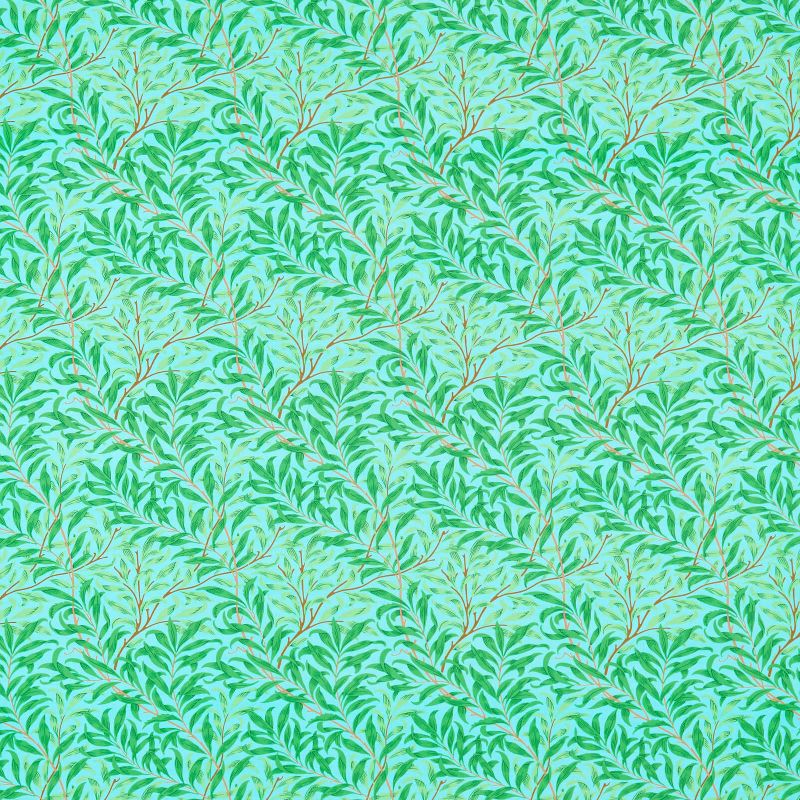 Willow Boughs Fabric - Sky/Leaf Green - Morris & Co - 226842 - Premier Wallcovering
