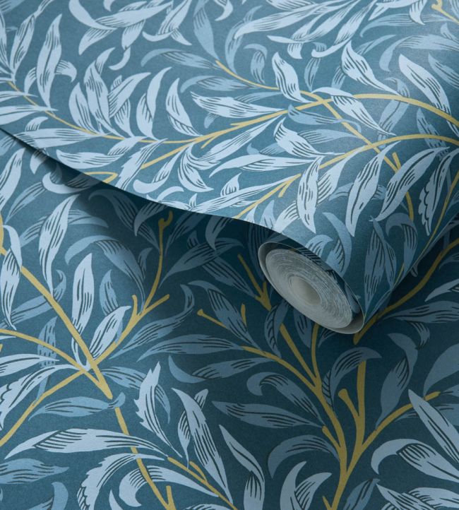 Willow Boughs Wallpaper - Colour Denim - W0172/01 - Clarke & Clarke - William Morris - Morris Wallpaper