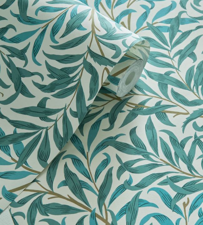 Willow Boughs Wallpaper - Colour Teal - W0172/05 - Clarke & Clarke - William Morris - Morris Wallpaper