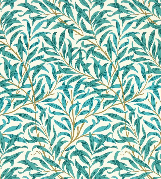 Willow Boughs Wallpaper - Colour Teal - W0172/05 - Clarke & Clarke - William Morris - Morris Wallpaper