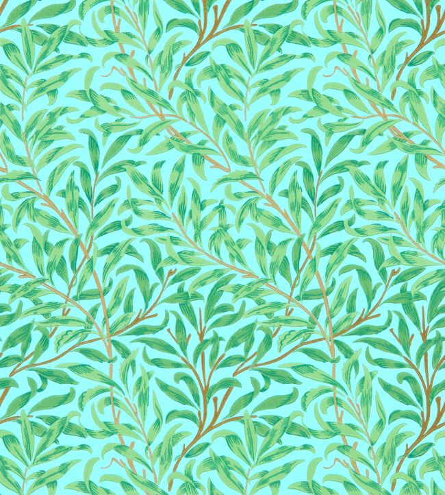 Willow Boughs Wallpaper - Sky/Leaf Green - DBPW216948 - Morris & Co - Morris Wallpaper