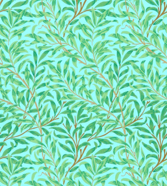 Willow Boughs Wallpaper - Sky/Leaf Green - DBPW216948 - Morris & Co - Morris Wallpaper
