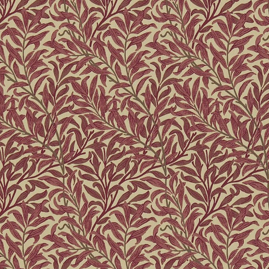 Willow Boughs Weave Fabric - Crimson/Manilla - Morris & Co - 230288 - Premier Wallcovering