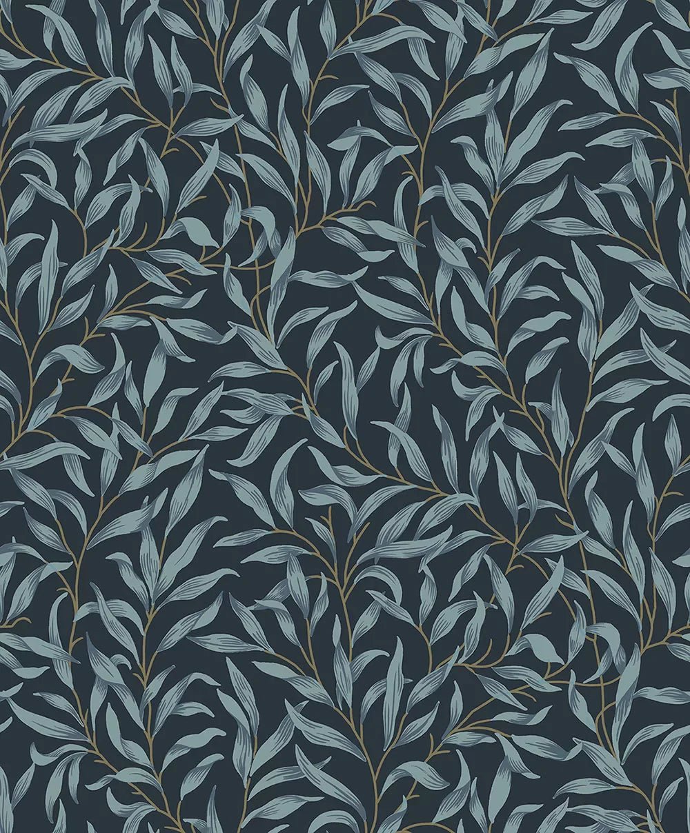 Willow Trail Wallpaper - Aegean Blue - NextWall - NW54702 - Morris Wallpaper