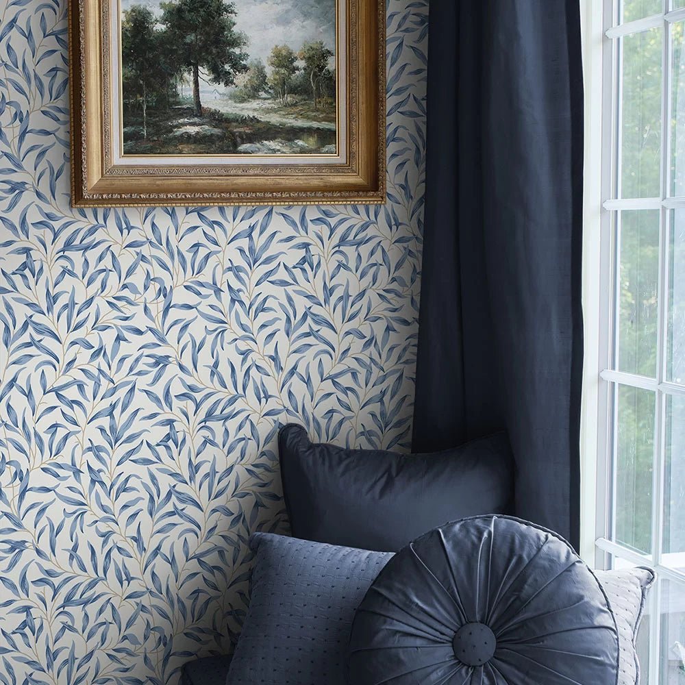 Willow Trail Wallpaper - Blue Lake - NextWall - NW54712 - Morris Wallpaper