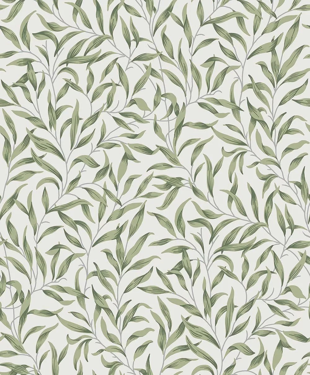 Willow Trail Wallpaper - Sprig Green - NextWall - NW54704 - Morris Wallpaper
