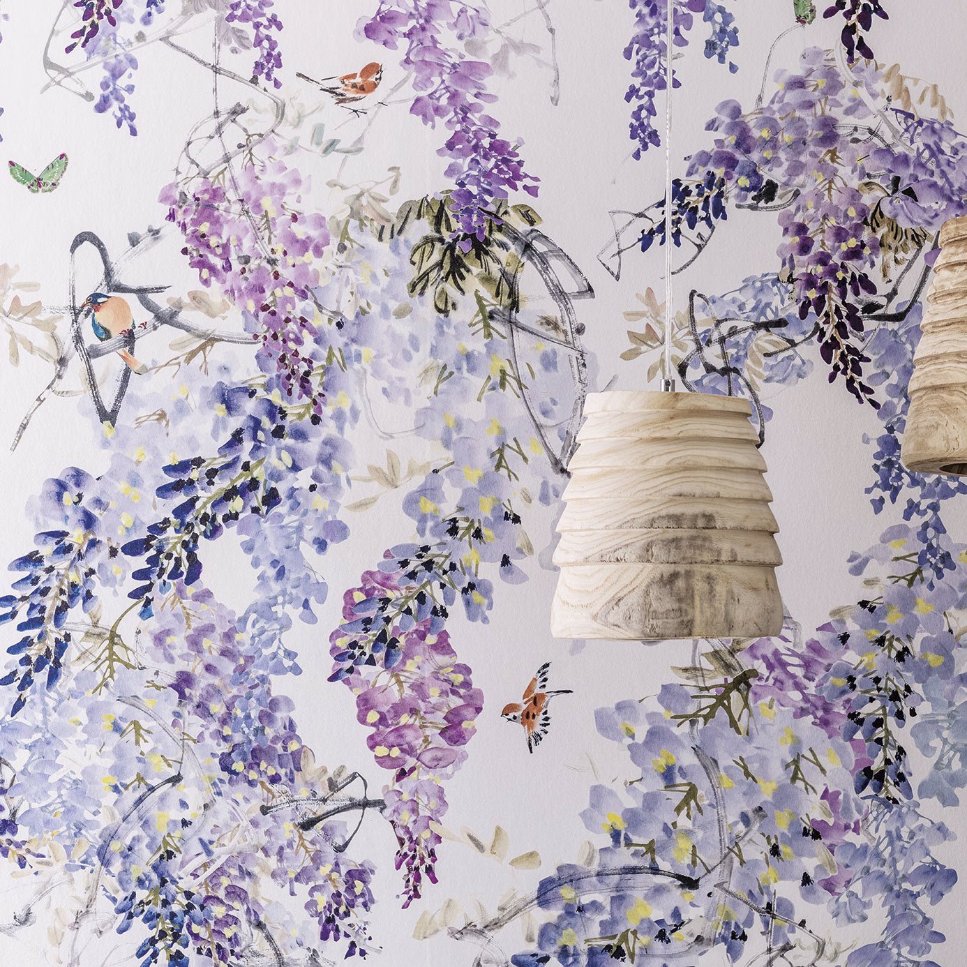Wisteria Fall Panel A Wallpaper - Lilac - Sanderson - DWAP216296 - Morris Wallpaper