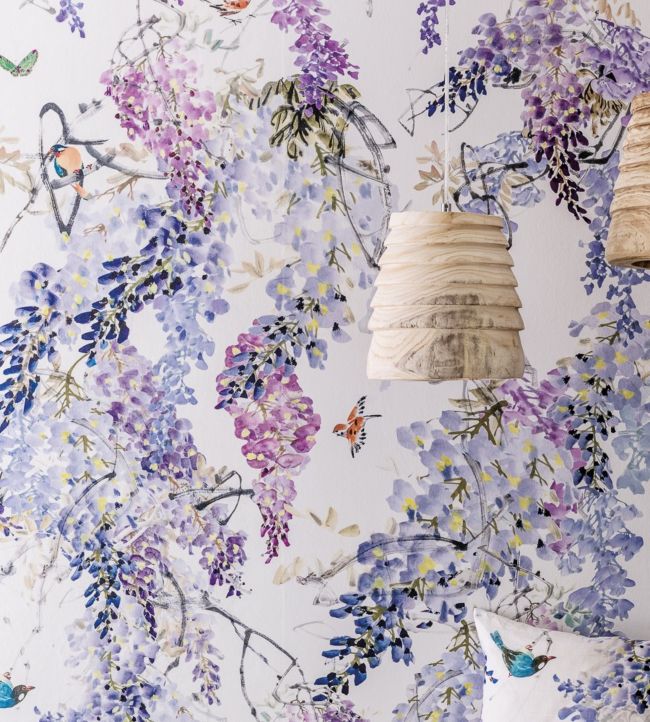 Wisteria Fall Panel B Wallpaper - Lilac - DWAP216297 - Sanderson - Morris Wallpaper