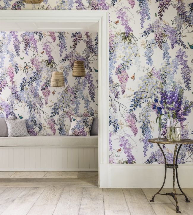 Wisteria Fall Panel B Wallpaper - Lilac - DWAP216297 - Sanderson - Morris Wallpaper