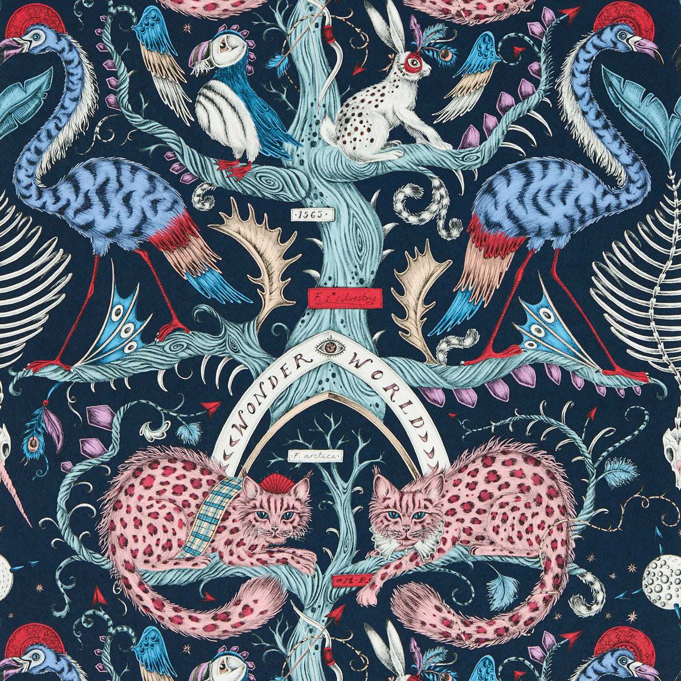 Wonder World Wallpaper - Berry - Clarke & Clarke - W0219/01 - Morris Wallpaper