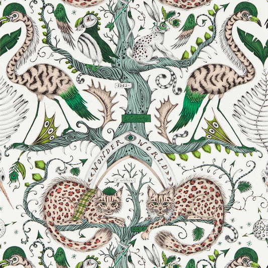 Wonder World Wallpaper - Emerald - Clarke & Clarke - W0219/03 - Morris Wallpaper