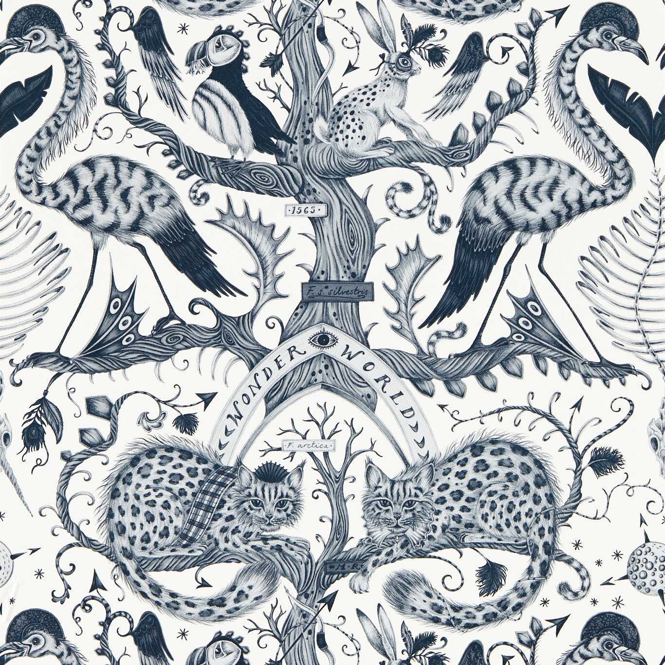 Wonder World Wallpaper - Mono - Clarke & Clarke - W0219/02 - Morris Wallpaper