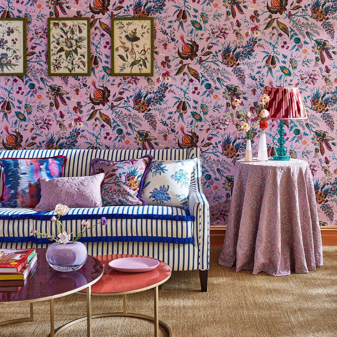 Wonderland Floral Wallpaper - Amethyst/Lapis/Ruby - Harlequin - HSRW113066 - Morris Wallpaper