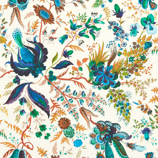 Wonderland Floral Wallpaper - Lapis/Emerald/Carnelian - Harlequin - HSRW113067 - Morris Wallpaper