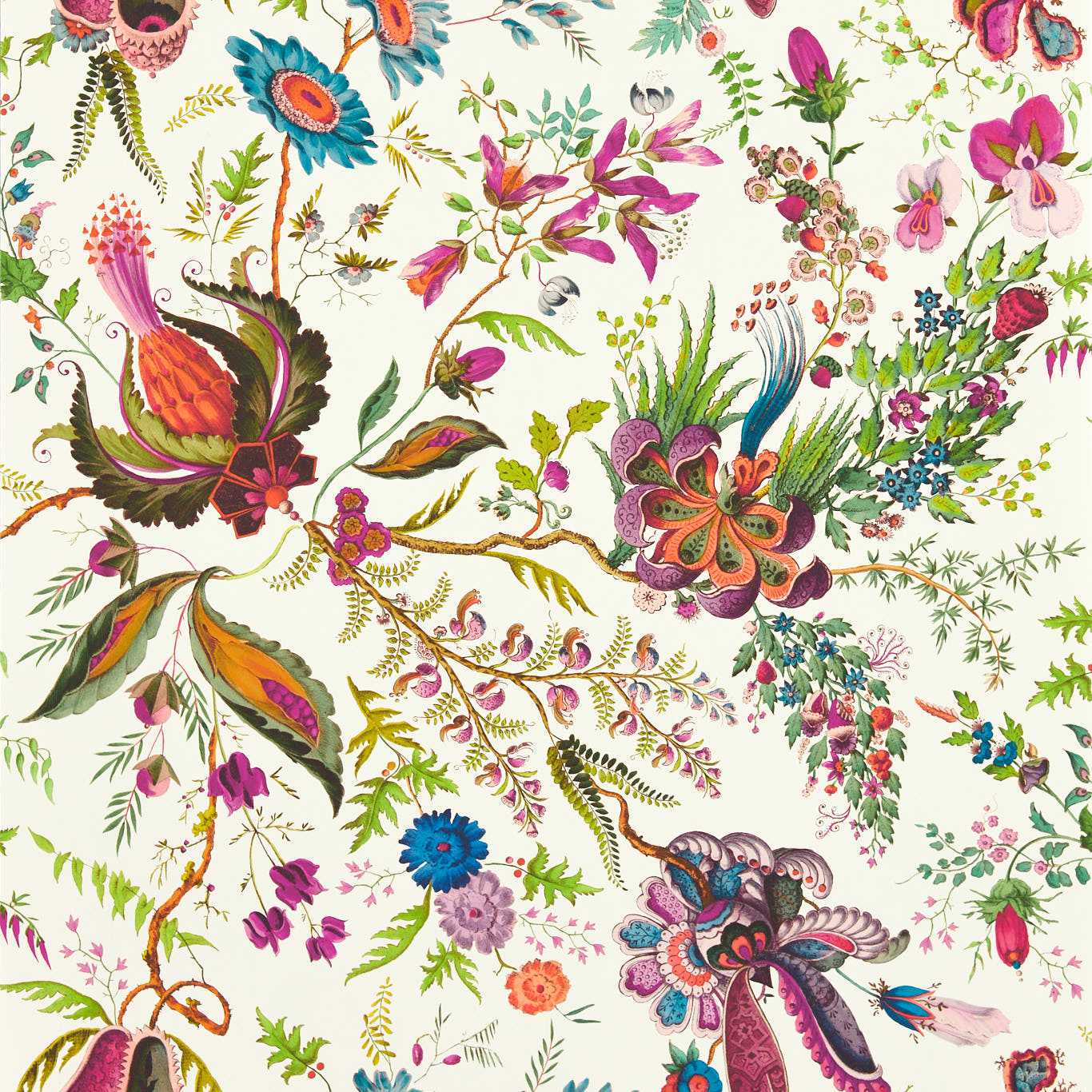 Wonderland Floral Wallpaper - Spinel/Peridot/Pearl - HSRW113065 - Harlequin - Premier Wallcovering