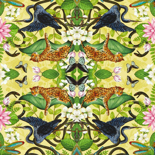 Wonderlust Tea Story Wallpaper - Citron - Clarke & Clarke - W0136/01