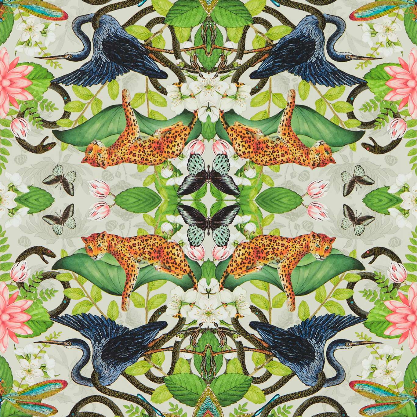 Wonderlust Tea Story Wallpaper - Dove - Clarke & Clarke - W0136/02 - Morris Wallpaper