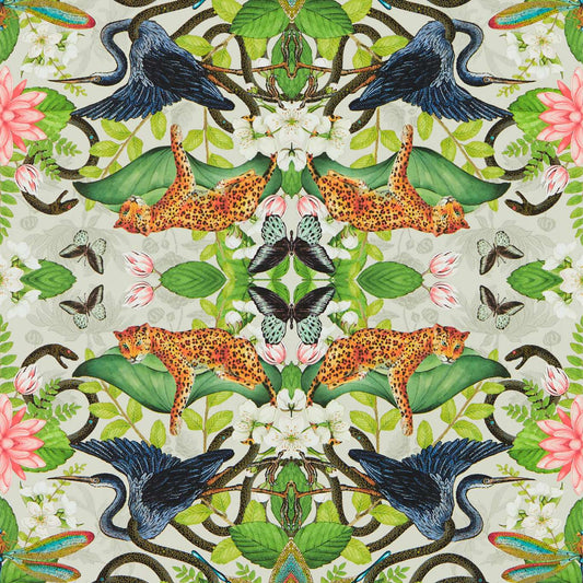 Wonderlust Tea Story Wallpaper - Dove - Clarke & Clarke - W0136/02 - Morris Wallpaper