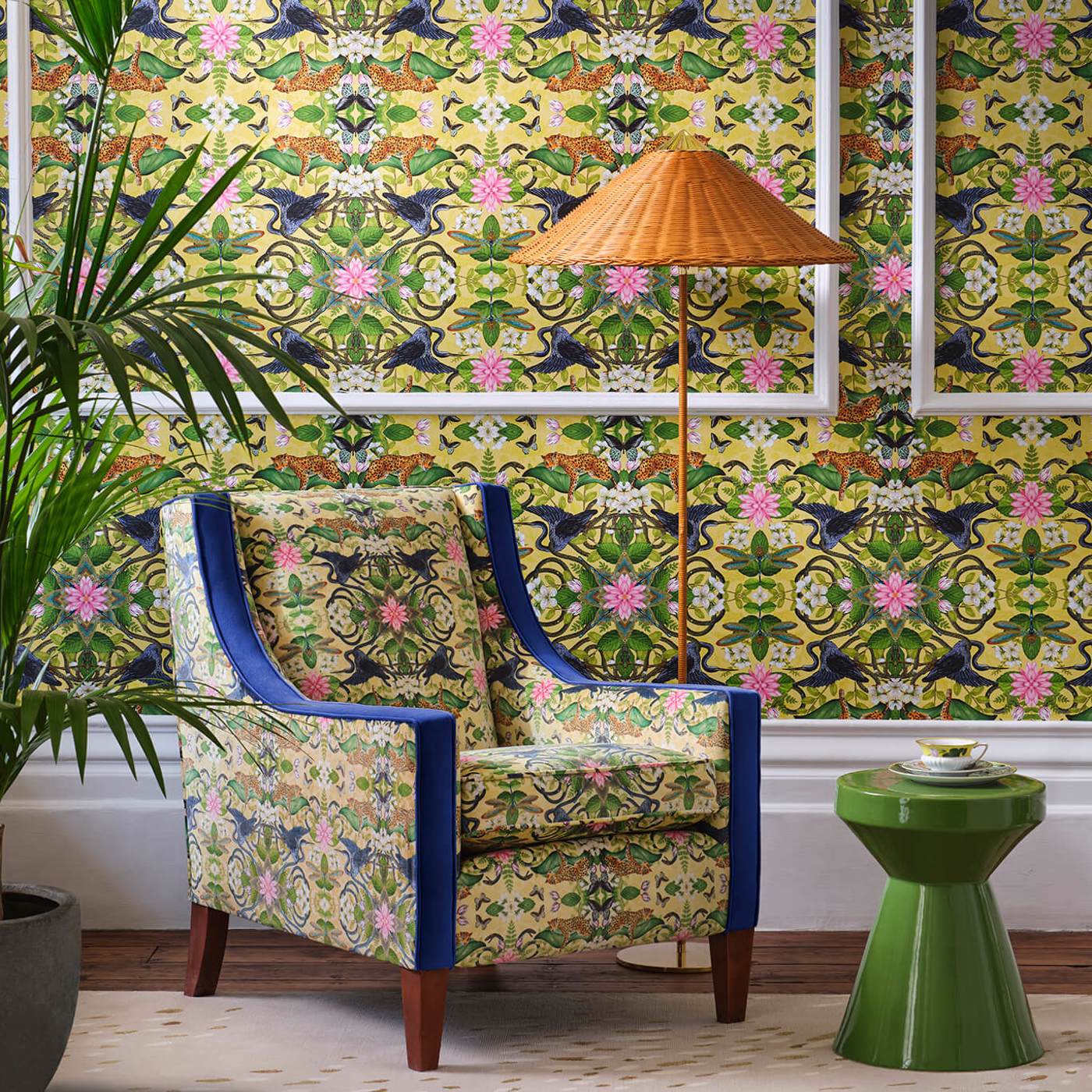 Wonderlust Tea Story Wallpaper - Teal - Clarke & Clarke - W0136/03 - Morris Wallpaper