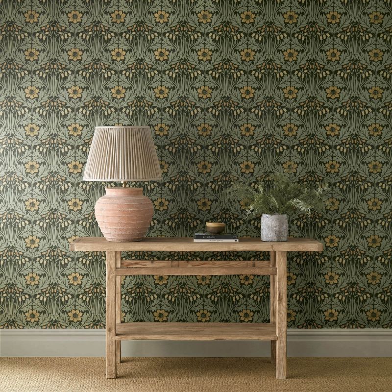 Woodbell & Anemone Wallpaper - Bayleaf/Manilla - Morris & Co - 217575 - Morris Wallpaper