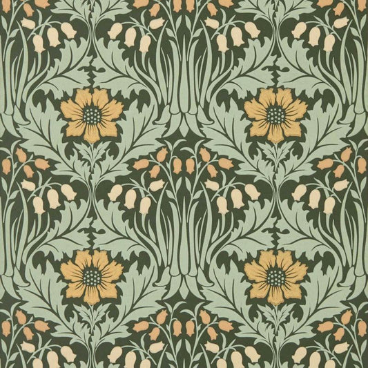 Woodbell & Anemone Wallpaper - Bayleaf/Manilla - Morris & Co - 217575 - Morris Wallpaper