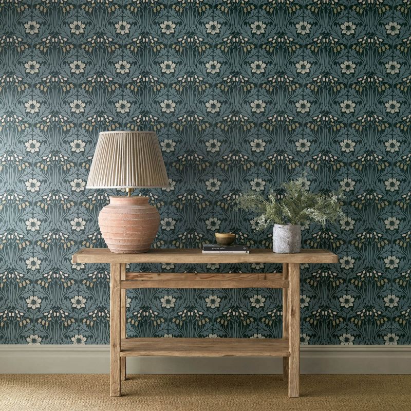 Woodbell & Anemone Wallpaper - Indigo - Morris & Co - 217574 - Morris Wallpaper