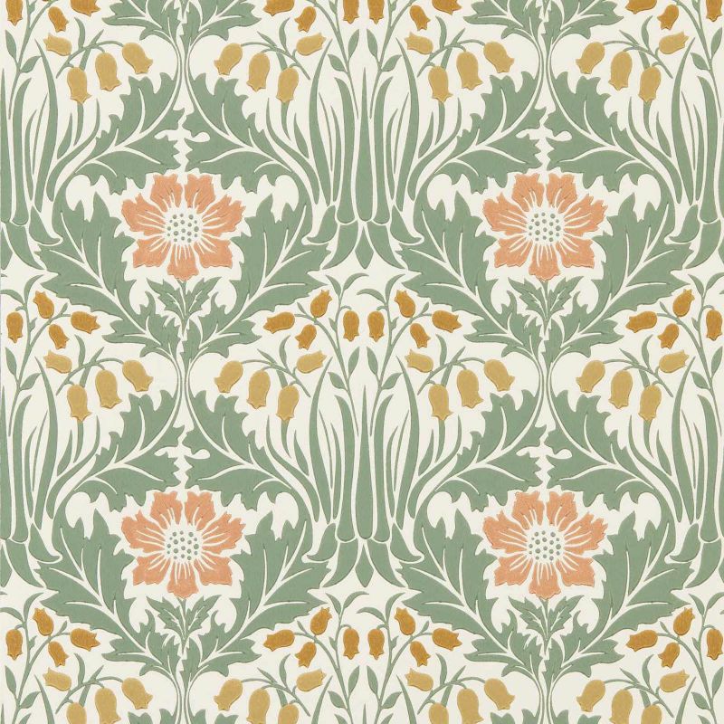 Woodbell & Anemone Wallpaper - Rose/Sage - Morris & Co - 217573 - Morris Wallpaper