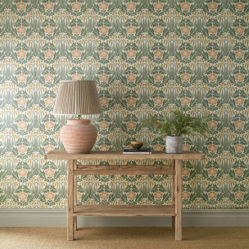Woodbell & Anemone Wallpaper - Rose/Sage - Morris & Co - 217573 - Morris Wallpaper