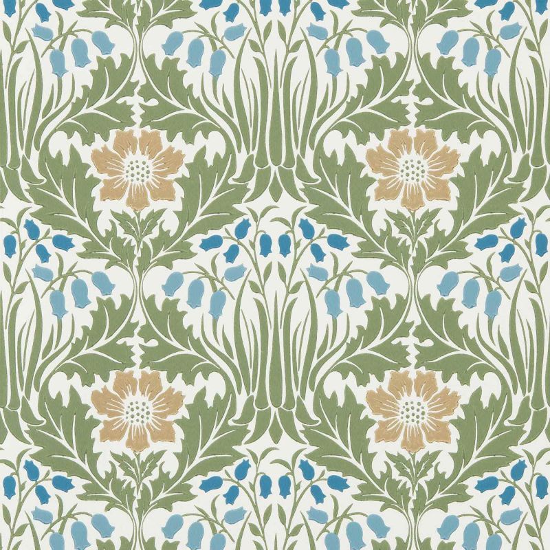 Woodbell & Anemone Wallpaper - Woad/Nettle - Morris & Co - 217572 - Morris Wallpaper