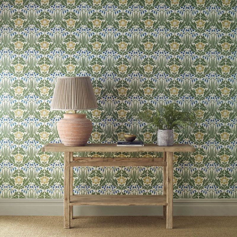 Woodbell & Anemone Wallpaper - Woad/Nettle - Morris & Co - 217572 - Morris Wallpaper