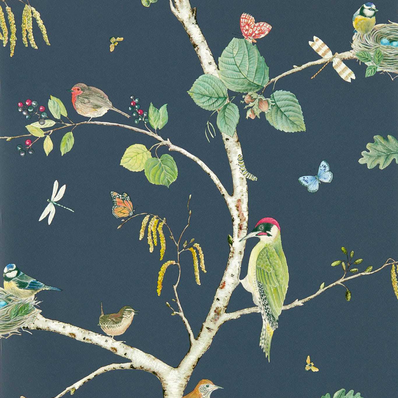 Woodland Chorus Wallpaper - Charcoal - DABW217231 - Sanderson