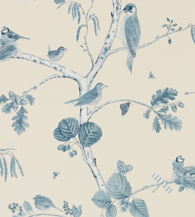 Woodland Chorus Wallpaper - Indigo/Ecru - DWOW215705 - Sanderson