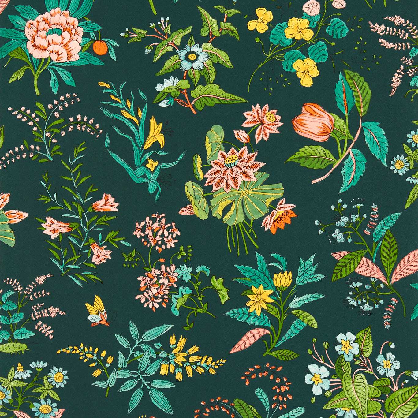 Woodland Floral Wallpaper - Jade/Malachite/Rose Quartz - HSRW113058 - Harlequin - Sophie Robinson - Morris Wallpaper