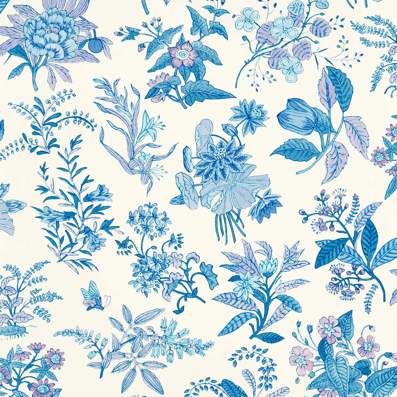 Woodland Floral Wallpaper - Lapis/Amethyst/Pearl - HSRW113059 - Harlequin - Sophie Robinson - Morris Wallpaper