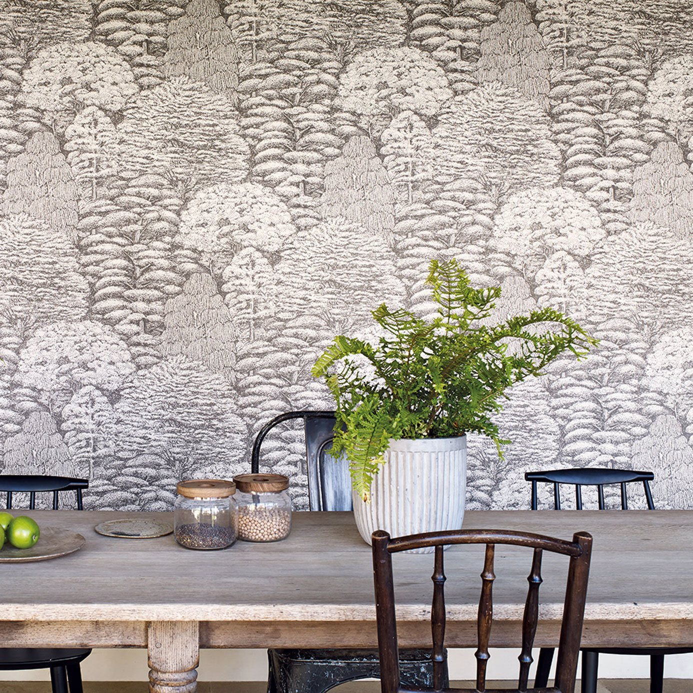 Woodland Toile Wallpaper - Ivory/Charcoal - DWOW215716 - Sanderson - Morris Wallpaper