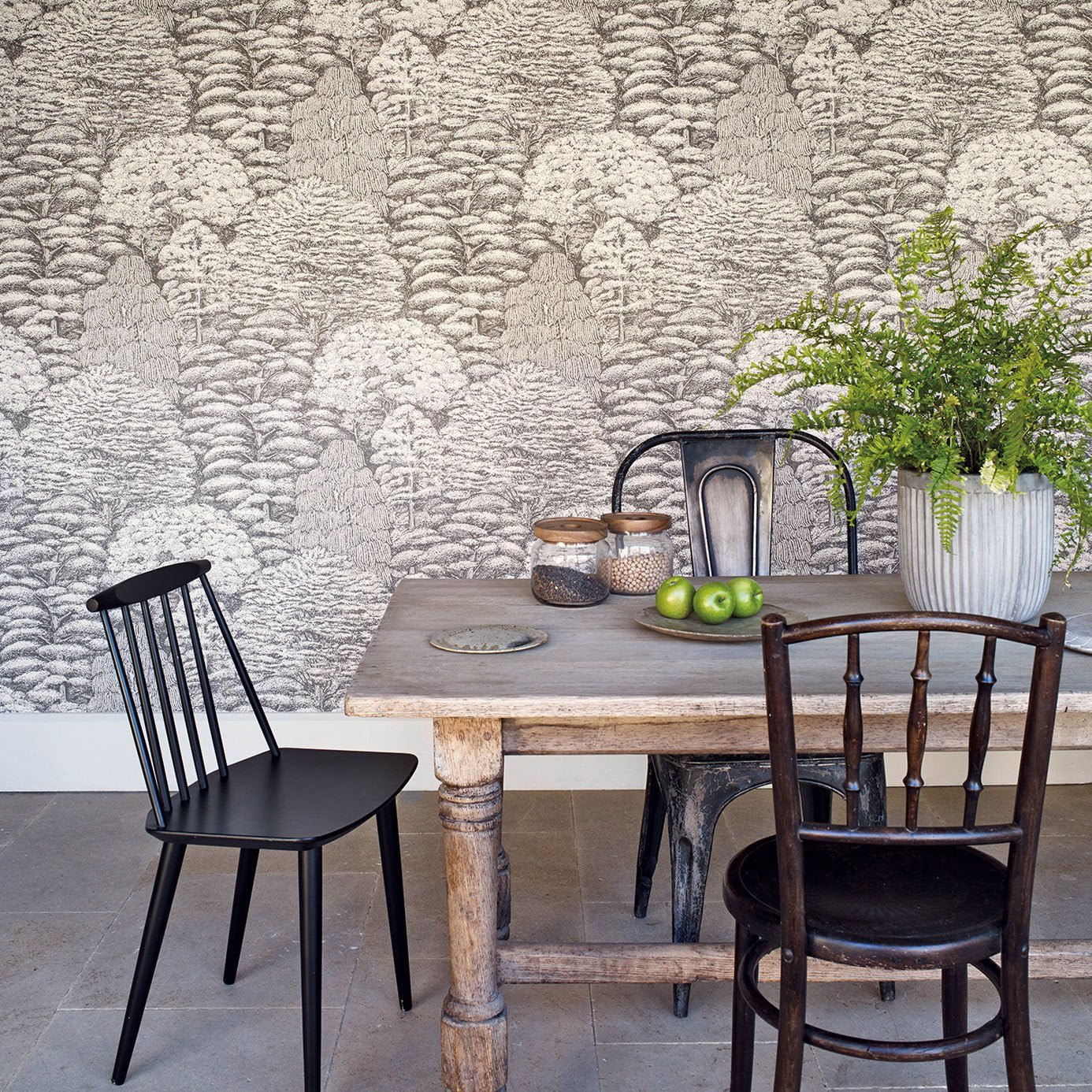 Woodland Toile Wallpaper - Ivory/Charcoal - Sanderson - DWOW215716 - Morris Wallpaper