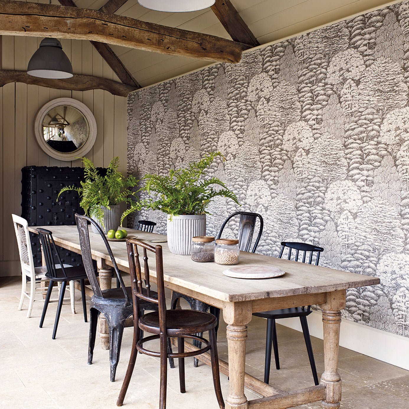 Woodland Toile Wallpaper - Ivory/Charcoal - DWOW215716 - Sanderson