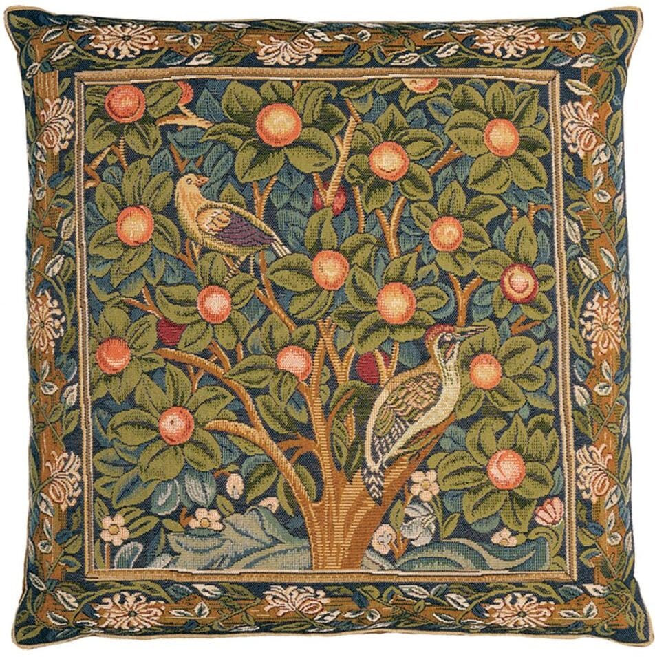 Woodpecker Tapestry Cushion with Feather Filler - Hines - 161 - Morris Wallpaper